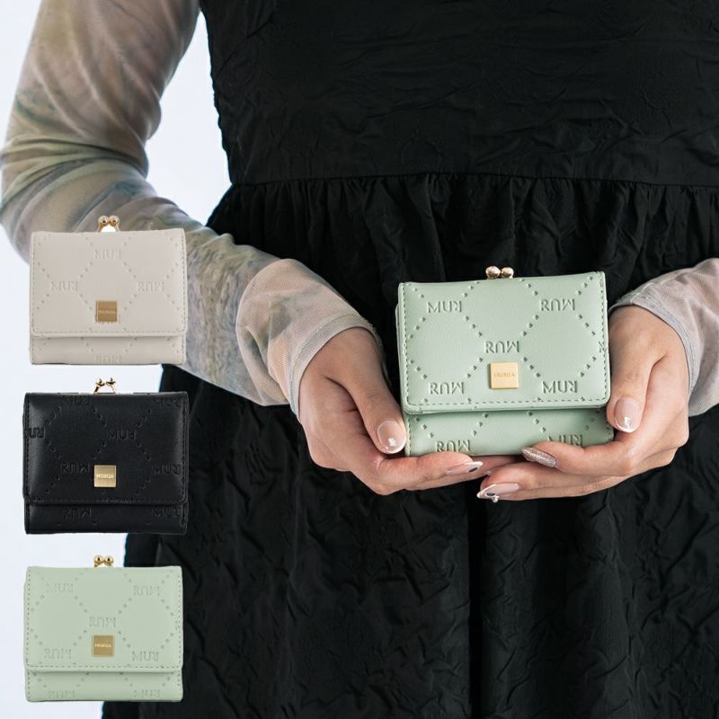 MURUA ムルーア 口金ミニ財布 SQUARE EMBOSS MR-W1212 三つ折り財布