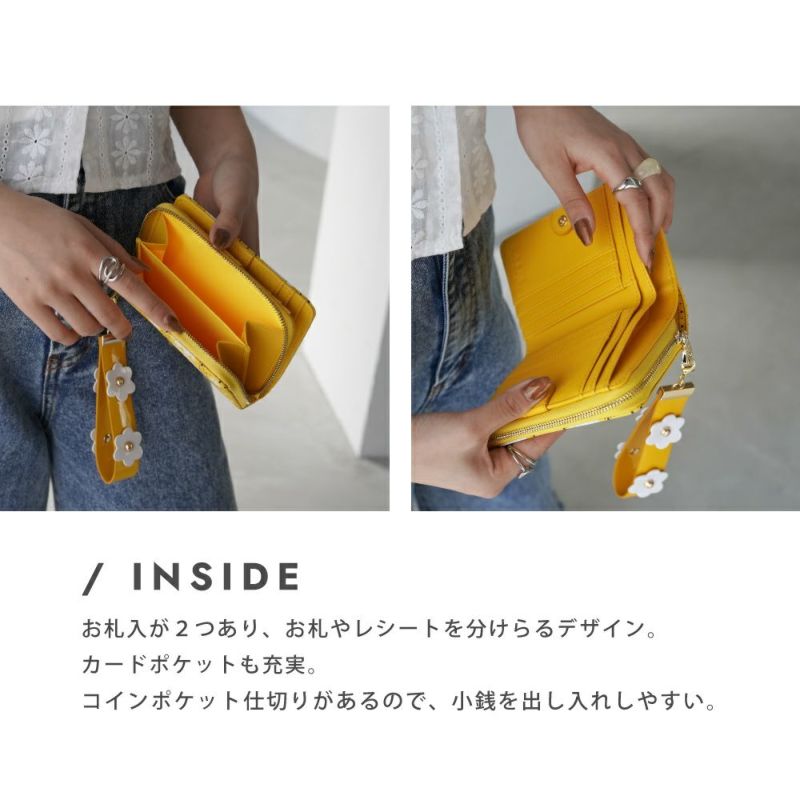 ELGAES｜ラウンドファスナー二つ折り財布 フラワープリント PJA