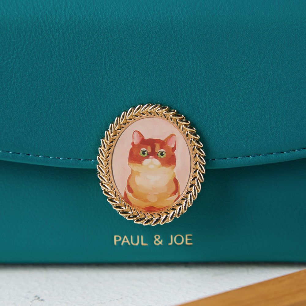 PAUL&JOE ACCESSOIRES かぶせ長財布 キャットブローチ PJA-W1171